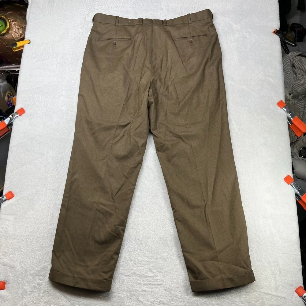 Greg Norman Pleated Dress Pants Men's Brown Cuffed Business Casual‎ - 39X29.5